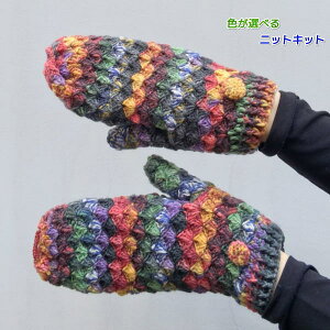 ●編み針セット●オパール毛糸で編むかぎ針編みのミトン 手編みキット Opal毛糸 編み図 編みものキット 手袋