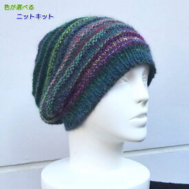 ドミナで編む段々が面白い帽子 手編みキット ダイヤ毛糸 無料編み図 編み物キット 人気キット ニットキット