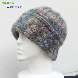 ドミナで編むかぎ針編みのなわ編み模様の帽子 手編みキット ダイヤ毛糸 無料編み図 編みものキット ニットキット