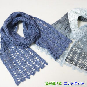 ●編み針セット●アンゴラゴールドで編むかぎ針編みのミニマフラー 手編みキット 無料編み図 編みものキット 毛糸 アリゼ ショール