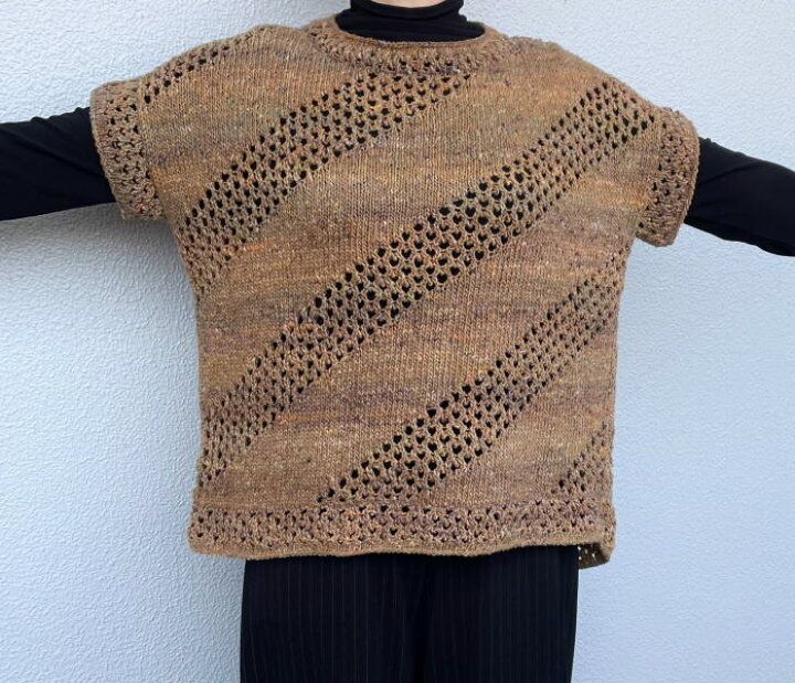 野呂英作の春夏毛糸 ラムネで編む半袖セーター 手編みキット 編みものキット 編み図