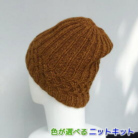●編み針セット●ツリーハウスリーブスで編む交差模様とラインの帽子 オリムパス 手編みキット 編み図 編みものキット