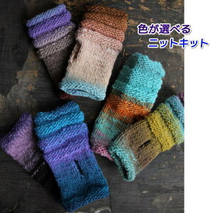 ●編み針セット●野呂英作のくれよんで編むしましまの指なし手袋 手編みキット 編み図 編みものキット