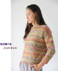 野呂英作の毛糸・アネモネで編む切り替えがおもしろいゆったりプルオーバー 手編みキット 編み図 編みものキット