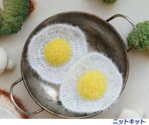●編み針セット●ハイバブルで編む目玉焼きのエコたわし 手編みキット エコタワシ 韓国製 内藤商事 ナスカ 編み図 編みものキット