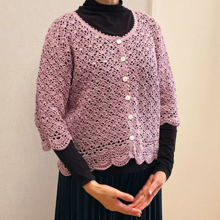 楽天市場】ザ・シルクで編む扇模様のカーディガン 手編みキット 