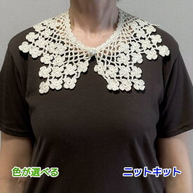 春夏 毛糸 コスタファインで編むフラワーラインの付け襟 手編みキット ダイヤモンド毛糸 無料編み図 編み物 キット つけ襟 セット