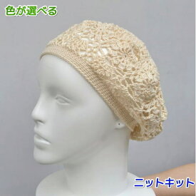 アプリコで編む花モチーフがたくさんのベレー帽 手編みキット ハマナカ 人気キット 編み図 編みものキット 毛糸