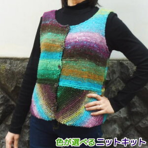 野呂英作のくれよんで編む裾の模様が面白いベスト 手編みキット 編み図 編みものキット