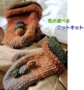 毛糸 野呂英作のくれよんで編む子供用ミトン 手編みキット 無料編み図 編み物キット セット
