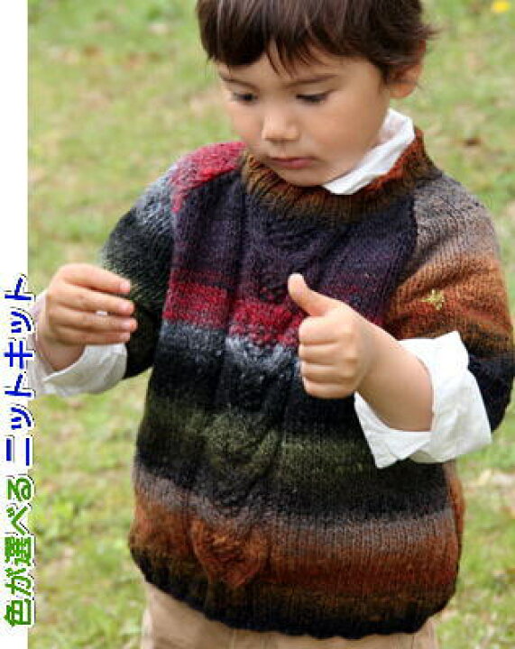 楽天市場 野呂英作のくれよんで編むキッズ用ラグラン袖のセーター１００ｃｍ 手編みキット 子供用 編み図 編みものキット 毛糸専門店 手編みオーエン屋