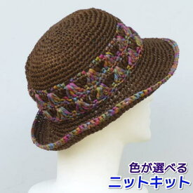 スーパー和紙リボンで編む引き上げシェル模様の帽子 エクトリー 手編みキット 編み図 編みものキット