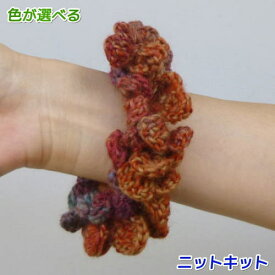 毛糸 メイクメイクで編むハート模様のシュシュ 手編みキット オリムパス 無料編み図 編み物キット セット