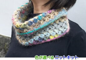●編み針セット●ドミナで編むかぎ針編みのネックウォーマー 手編みキット ダイヤモンド毛糸 編み図 編みものキット