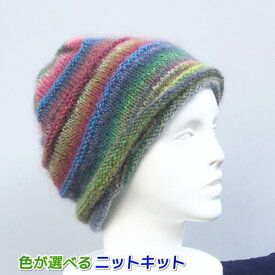 ドミナで編む2色使いのねじり帽子＆スヌード 手編みキット ダイヤ毛糸 無料編み図 編みものキット セット ニットキット