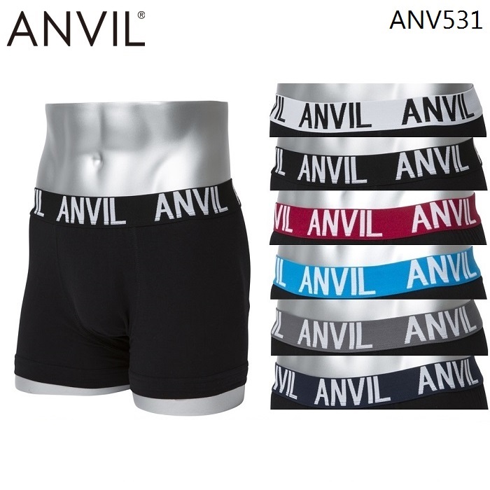 アンビル人気の定番モデル 前閉じタイプのボクサーブリーフ ANVIL 40mm Belt Knit Boxer Brief お金を節約 メンズ ボクサーパンツ 前閉じ フィット 無地 ANV531 下着 ウエストロゴ お歳暮