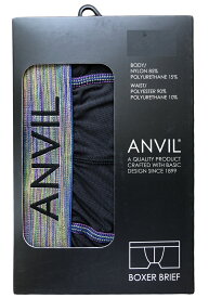 ANVIL アンヴィル メンズ レインボー ボクサーパンツ 無地 前閉じ フィット ウエストロゴ 下着 アンビル ANV605