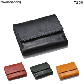 Hawk Company ホークカンパニー 二つ折り財布 イタリアンレザー ボックス型小銭入れ 本革 財布 メンズ レディース 薄い スリム ミニ財布 7250