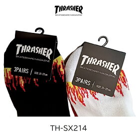 THRASHER スラッシャー メンズ ソックス クォーター 3足セット コットン 綿 ポリエステル 靴下 TH-SX214