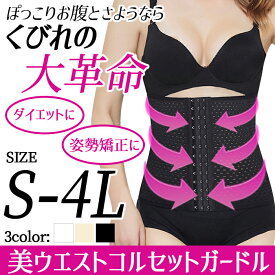 コルセット ウエストニッパー 補正下着 ガードル ボディシェイパー 骨盤 ショーツ ウエストニッパー 産後ケア 腰痛 体型カバー ぽっこりお腹 引き締め くびれ ダイエット 大きいサイズ 黒 ムレない 6段階調整 補整 補正【EH202】[M便 1/3]