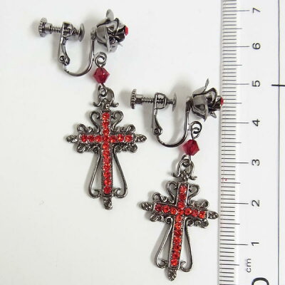 楽天市場 ゴシックエレガンス 薔薇 十字架レッドストーンイヤリング Tearsheaven Web Shop