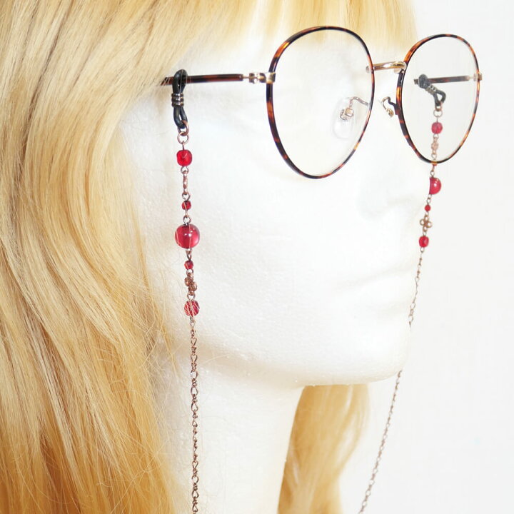 ミニ ピンク フラワー メガネチェーン ビーズ パール スワロ シリコン レディース 女性用のエレガントなメガネチェーン メガネは、マルチユースゴールドレッドクリスタルフロストビーズメガネチェーンをチェーン 眼鏡＆サン