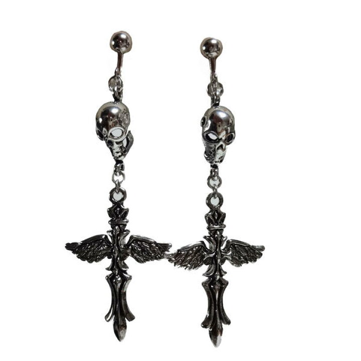 楽天市場】パンク 髑髏 クロス イヤリング : tearsheaven WEB SHOP