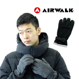 メンズ AIRWALK フリースグローブ ベルト付き 手袋 防寒 保温 紳士 男性 グローブ フリース シンプル 冬 暖かい あたたかい かっこいい 軽い 通勤 通学 エアウォーク