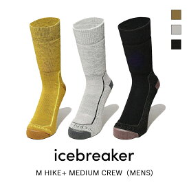 ICEBREAKER アイスブレーカー M HIKE+ MEDIUM CREW ハイク ミディアム クルー メンズ 靴下 ソックス メリノウール 中厚手ソックス パイル地 伸縮性 快適性 クッション性 長期間着用 高所登山 冬 ハイキング 保温力 汎用性 左右非対称 オブリークタイプ