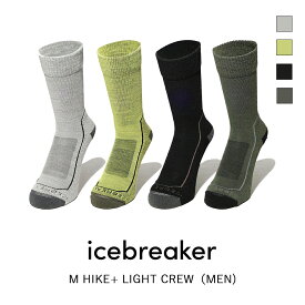 ICEBREAKER アイスブレーカー M HIKE+ LIGHT CREW ハイク ライト クルー メンズ 靴下 ソックス メリノウール 薄手ソックス パイル地 伸縮性 快適性 クッション性 長期間着用 ハイキング デイリーユース 左右非対称 オブリークタイプ