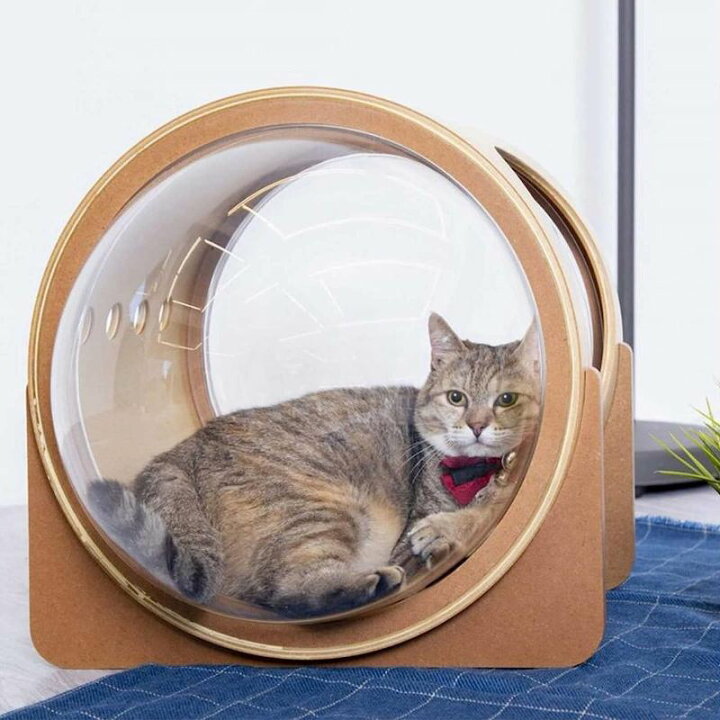 楽天市場】宇宙船猫ハウス ペット用ベッド 木製 キャットハウス ドーム 