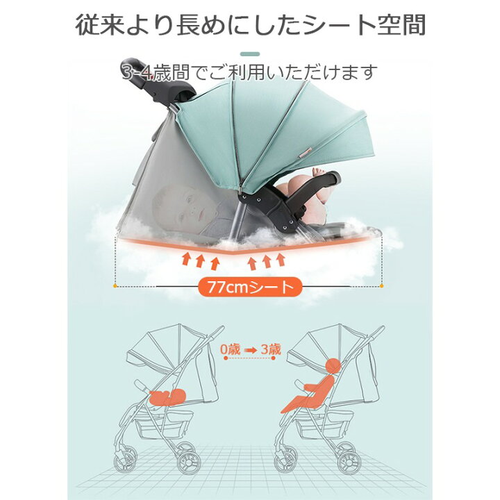 楽天市場】ベビーカー ワンタッチ収納 両対面 0〜4歳 安全 耐荷重75kg 