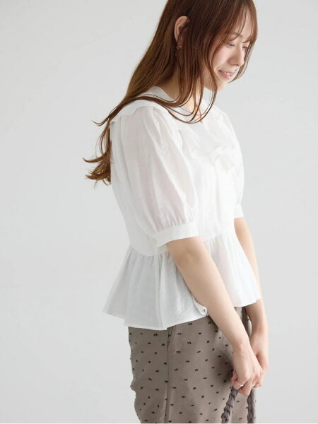 【SALE／50%OFF】ラッフルフリル半袖ブラウス Te chichi テチチ トップス シャツ・ブラウス ブラック グリーン ホワイト【RBA_E】[Rakuten Fashion]