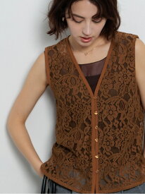 【SALE／47%OFF】前あきレイヤードレースジレベスト Te chichi テチチ ジャケット・アウター ダウンジャケット・ダウンベスト ブラック ブラウン【RBA_E】【送料無料】[Rakuten Fashion]