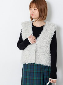 【SALE／28%OFF】ショートボアベスト Lugnoncure テチチ ジャケット・アウター ダウンジャケット・ダウンベスト グレー ホワイト ブラウン【RBA_E】[Rakuten Fashion]