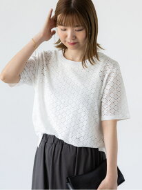 【SALE／60%OFF】カットレースハーフスリーブトップス Lugnoncure テチチ トップス カットソー・Tシャツ ホワイト ブラック グレー【RBA_E】[Rakuten Fashion]