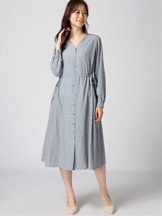 楽天市場 Sale 60 Off Techichi デシンドットドロストワンピース Ls Te Chichi テチチ ワンピース 長袖ワンピース ブルー ネイビー ベージュ Rba E Rakuten Fashion Te Chichi