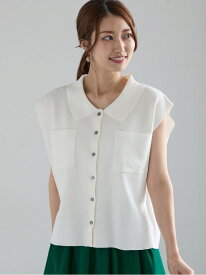 【SALE／60%OFF】総針Wポケットスリーブレスポロニット Te chichi テチチ トップス ニット ブラック グレー ホワイト【RBA_E】[Rakuten Fashion]