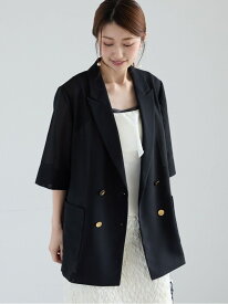 【SALE／55%OFF】メッシュハーフスリーブジャケット Te chichi テチチ ジャケット・アウター ノーカラージャケット ブラック グレー【RBA_E】【送料無料】[Rakuten Fashion]