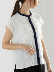 【SALE／60%OFF】スカラップレースフレンチスリーブブラウス Te chichi テチチ トップス シャツ・ブラウス ネイビー ホワイト ブラック【RBA_E】[Rakuten Fashion]