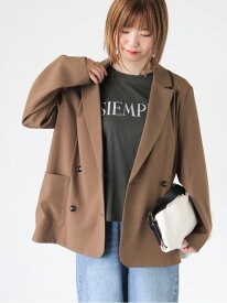 Wブレストテーラードジャケット Lugnoncure テチチ ジャケット・アウター ノーカラージャケット ブラウン ネイビー【送料無料】[Rakuten Fashion]