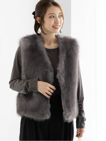 ショートファーベスト《2025winter catalog item》 Te chichi テチチ ジャケット・アウター ダウンジャケット・ダウンベスト グレー ベージュ【送料無料】[Rakuten Fashion]