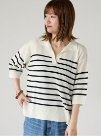 【SALE／60%OFF】襟付きスキッパーニット Lugnoncure テチチ トップス ニット ベージュ ネイビー グリーン ホワイト ブラック【RBA_E】[Rakuten Fashion]