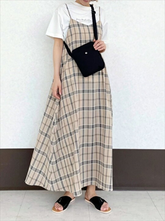 楽天市場 Sale 50 Off Lugnoncure チェックキャミワンピース Lugnoncure テチチ ワンピース キャミワンピース オレンジ グレー ベージュ Rba E Rakuten Fashion Te Chichi