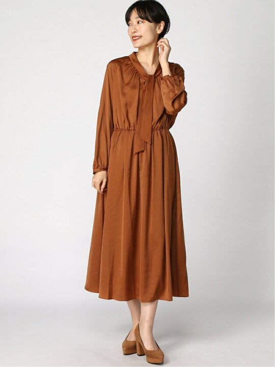 楽天市場 Sale 30 Off Techichi デシン花柄ボウタイワンピース Ls Te Chichi テチチ ワンピース 長袖ワンピース ブラウン パープル Rba E 送料無料 Rakuten Fashion Te Chichi