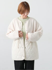 ボアキルト切替コート Lugnoncure テチチ ジャケット・アウター その他のジャケット・アウター ホワイト カーキグリーン ブラック【送料無料】[Rakuten Fashion]