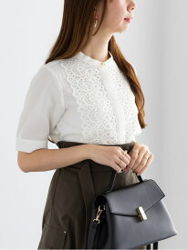 【SALE／60%OFF】【WEB限定カラーあり】フロントレース5分袖ブラウス Te chichi テチチ トップス シャツ・ブラウス ホワイト グリーン ブルー ブラウン【RBA_E】[Rakuten Fashion]