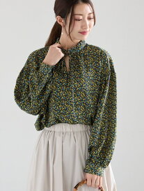 【SALE／50%OFF】フラワープリントフリルブラウス Te chichi テチチ トップス シャツ・ブラウス ブルー イエロー【RBA_E】[Rakuten Fashion]