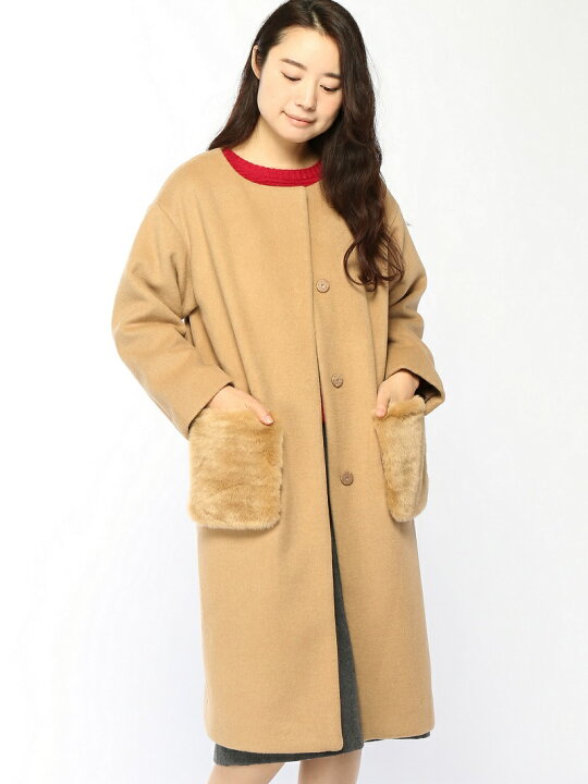 楽天市場】【SALE／30%OFF】Techichi/ファーポケットノーカラーコート 