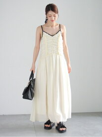 【SALE／60%OFF】フリルギャザーキャミワンピース Te chichi テチチ ワンピース・ドレス ワンピース ブラック ホワイト【RBA_E】【送料無料】[Rakuten Fashion]
